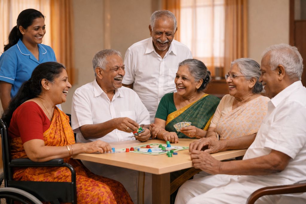 Best old age home in Ramapuram Chennai - John Bosco Care Home elder care facility with caring staff and elderly residents